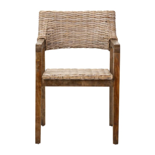 Silla Con Brazo Ratan Madera Natural 54x57x81 Cm