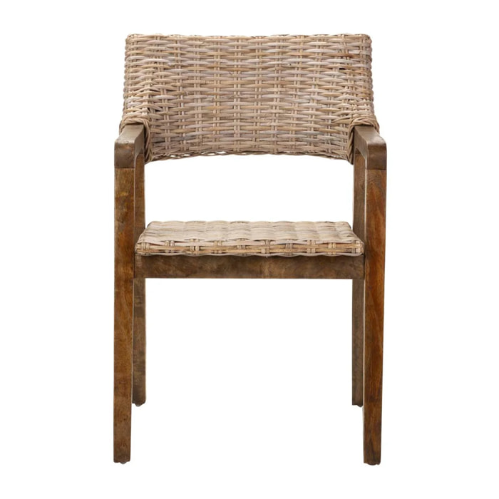 Silla Con Brazo Ratan Madera Natural 54x57x81 Cm
