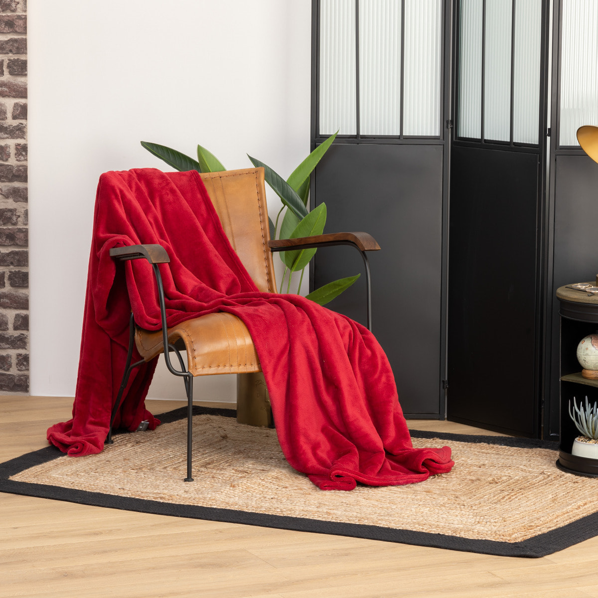 Plaid microfibre rouge 180x230cm