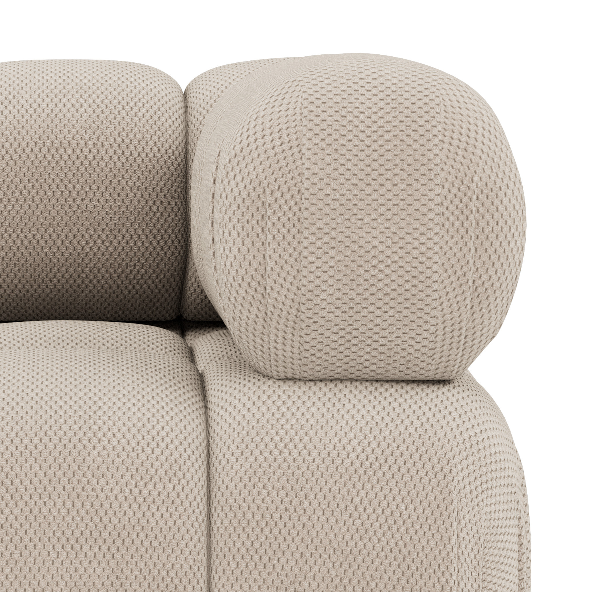 Ruby - module d'assise d'angle droit en velours texturé - Beige