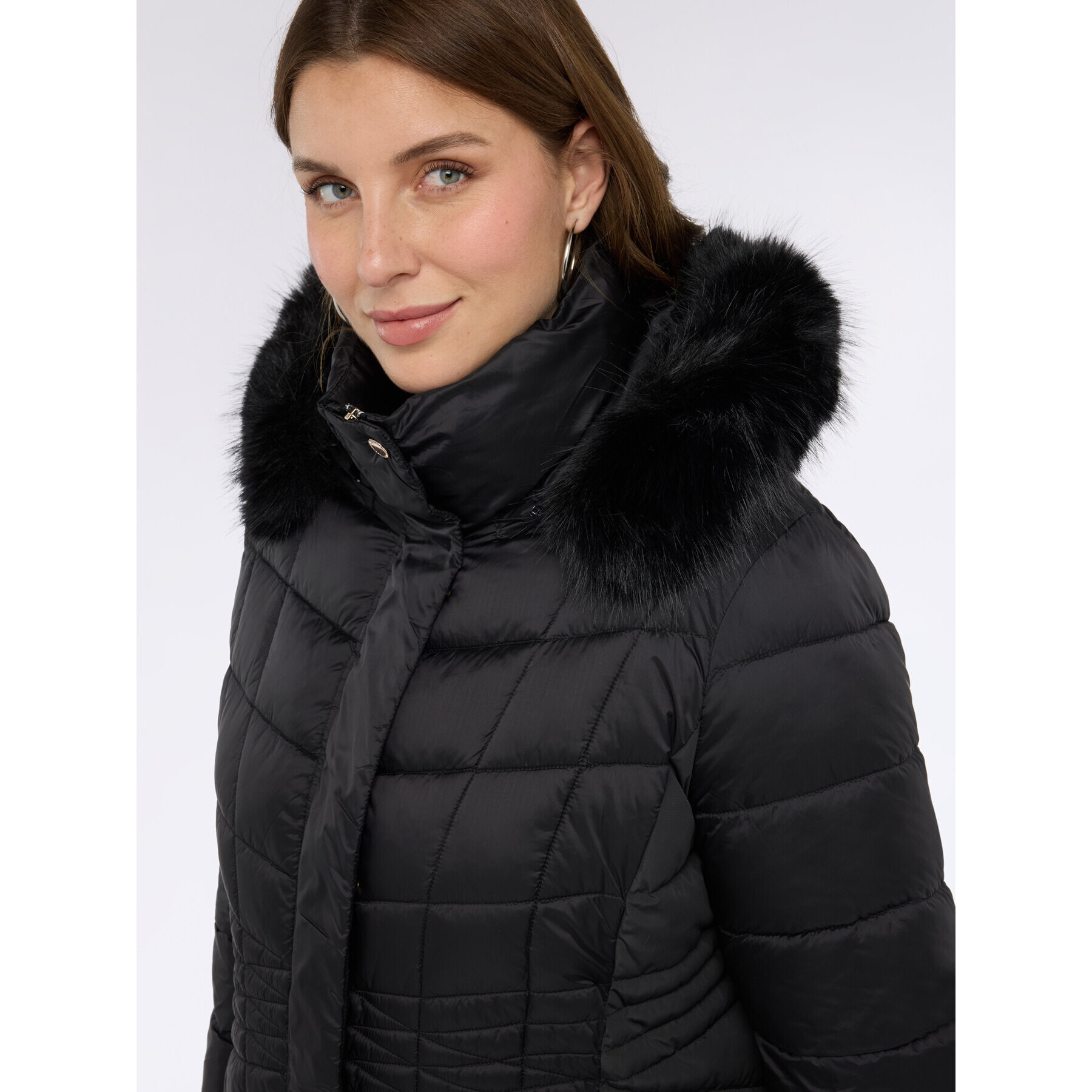 Fiorella Rubino - Plumífero largo bimaterial - Negro