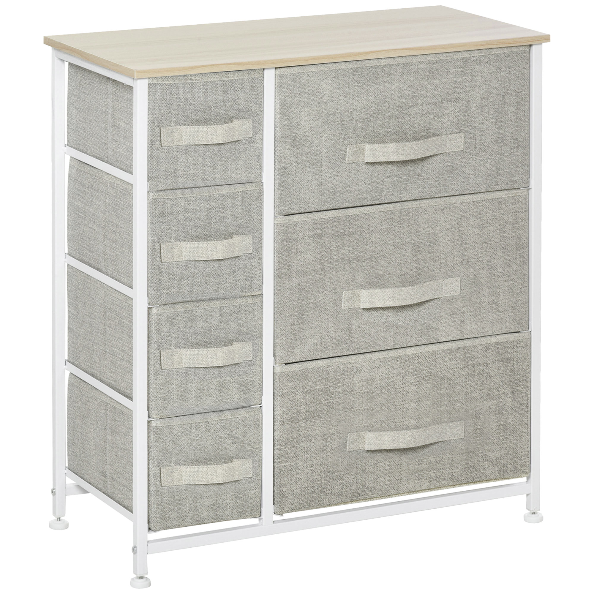 Meuble de rangement commode design 64L x 30l x 71H cm 7 tiroirs métal MDF non tissé blanc