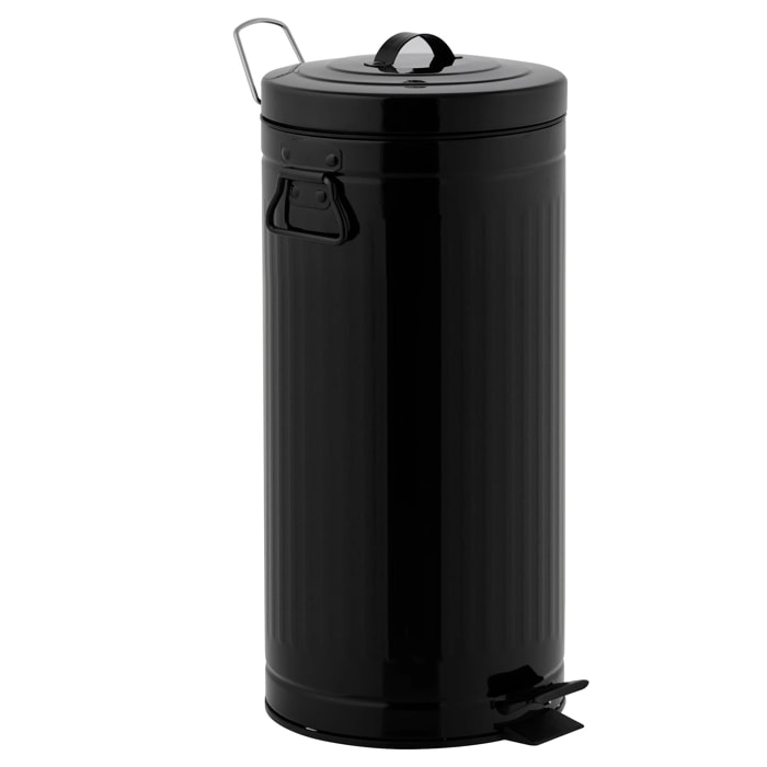Poubelle à pédale inox BROOKLYN noir 30L