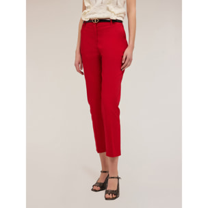 Motivi - Pantalón regular de tejido técnico - Rojo