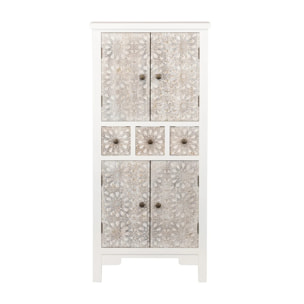 Cabinet Madera Tallada Blanco-beige 60x30x130 Cm