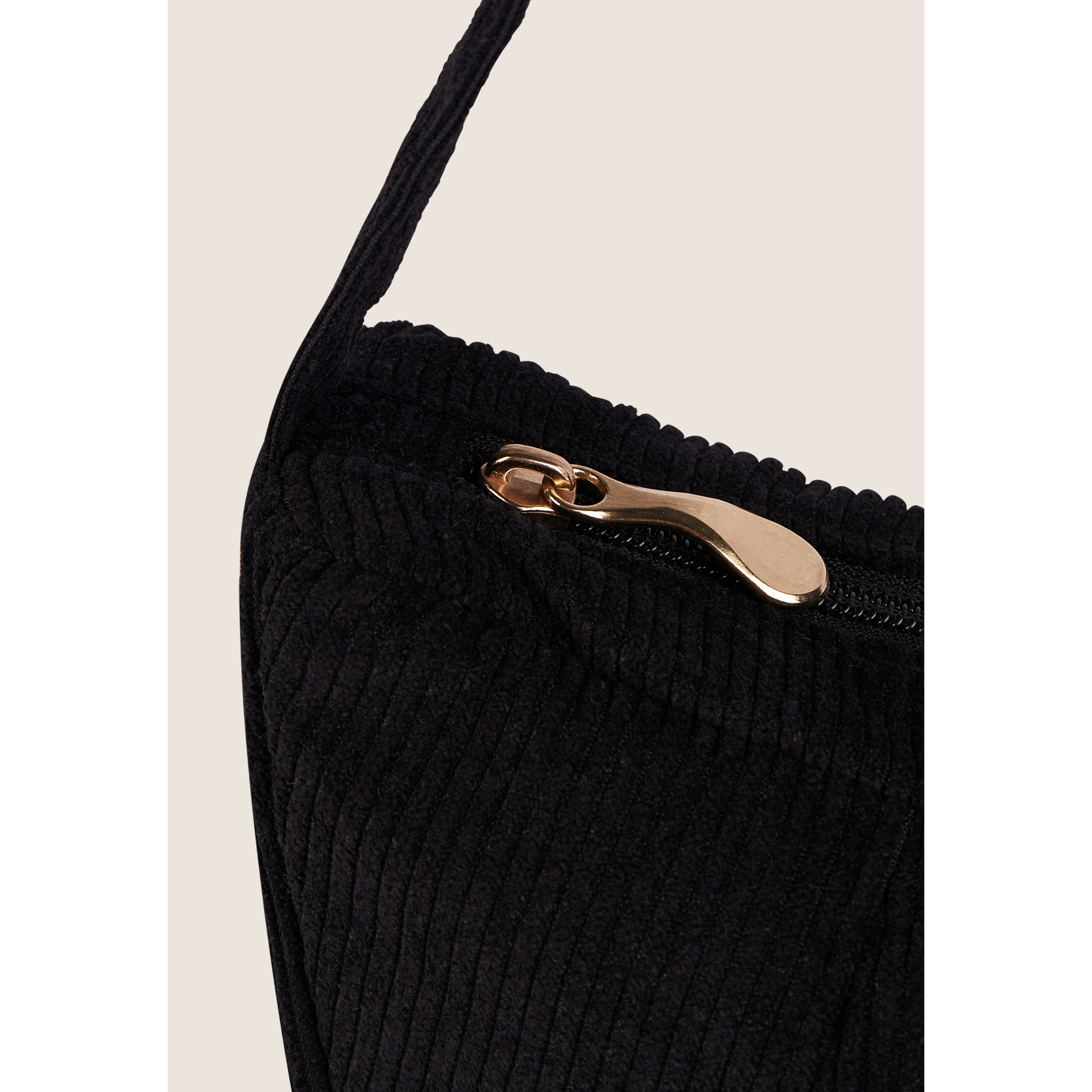 Borsa a spalla in velluto a coste con logo FY dorato