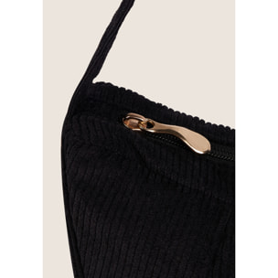 Borsa a spalla in velluto a coste con logo FY dorato