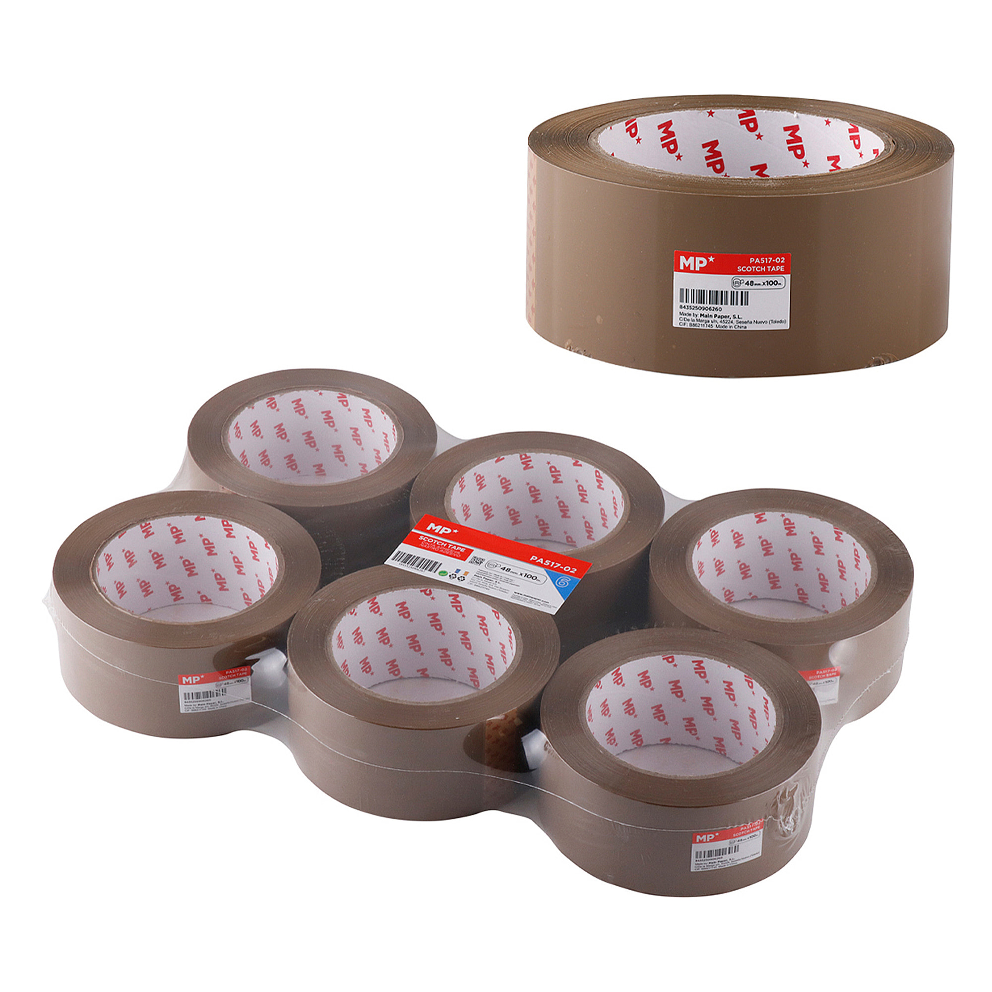 PACK 6 UDS NASTRO ADESIVO MARRONE 48 mm x 100 m