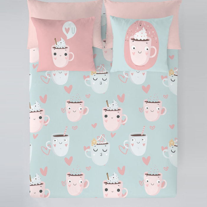 Costura - Funda Nórdica Estampada - Infantil - Cierre Solapa - 100% Algodón - Incluye 1 Funda de Almohada - Funny Cups