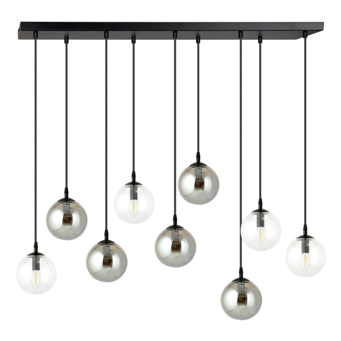 Lampada a sospensione COSMO in acciaio nero con sfere in vetro