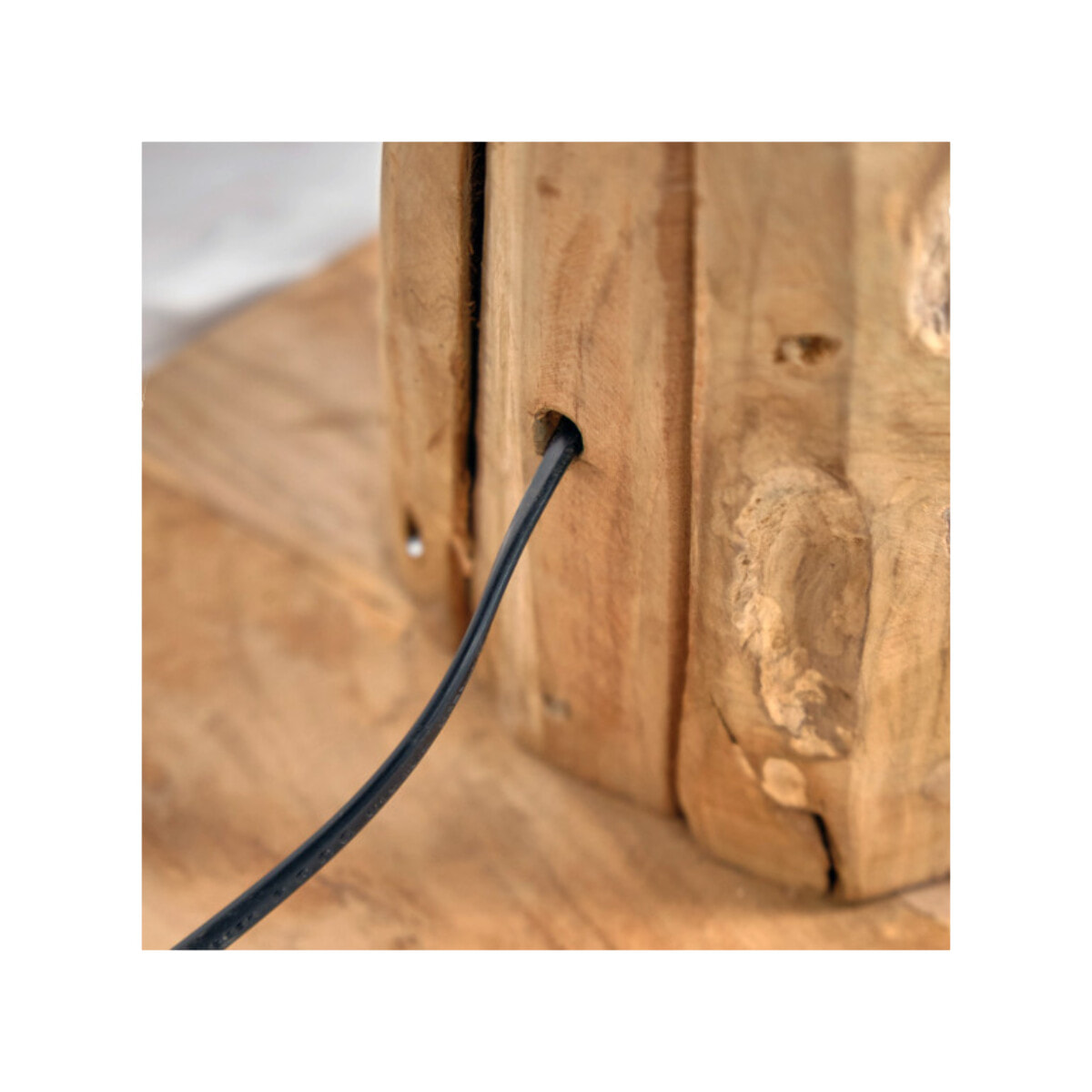 Lampadaire morceaux de teck exotique naturel assemblés - PONGO