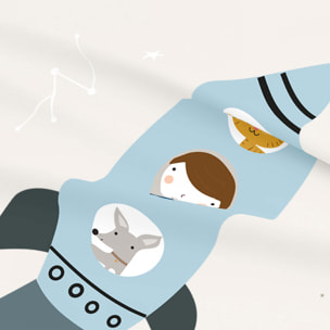 Juego de Sábanas Estampadas - Infantil - Incluye 1 Funda de Almohada - 100% Algodón - Viaje Espacial