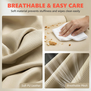 Silla de Oficina con Masaje Vibratorio de 4 Puntos y Calor Lumbar, Silla de Escritorio Giratoria de PU con Brazos Abatibles, Respaldo Alto, Altura Ajustable, Función de Basculante, Crema