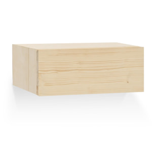Table de chevet flottante en bois massif ton naturel 15x40cm Hauteur: 15 Longueur: 40 Largeur: 25
