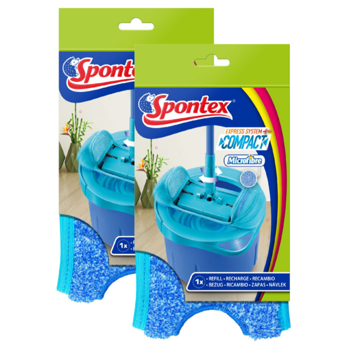 Spontex - 1 Lot de 2 Recharges Microfibre pour Balai Express System + Compact