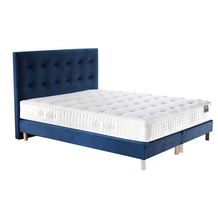 Ensemble Nova + tête de lit capitonnée - Matelas ressorts ensachés Mémoire de forme
