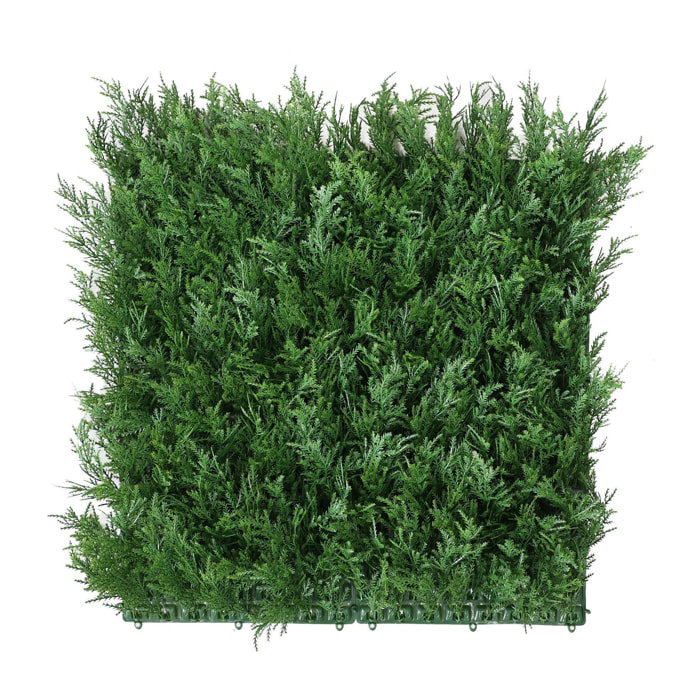 Well home jardín vertical artificial, panel de seto 100x100cm, para decoración interior y exterior - cedro en color verde