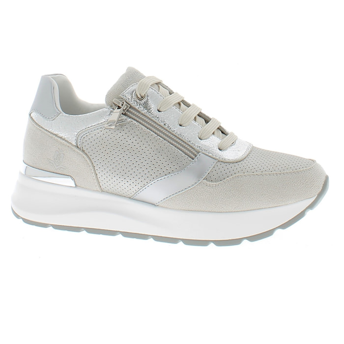Armata di Mare Scarpe Donna Sneakers Casual Zip Laterale con Soletta in Memory Foam AMD S61H10 Lt Grey Silver