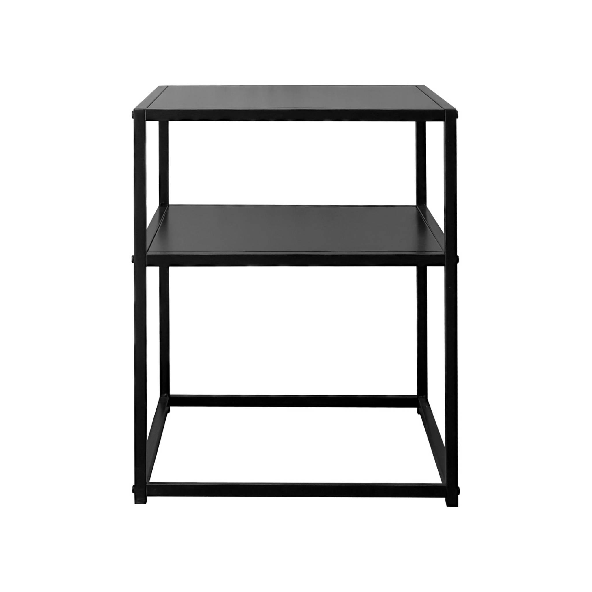 Lot de 2 Tables de chevet en métal noir. 1 étagère. INDUSTRIELLE L 43 x l 40 x H 52cm
