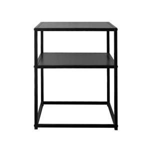 Lot de 2 Tables de chevet en métal noir. 1 étagère. INDUSTRIELLE L 43 x l 40 x H 52cm