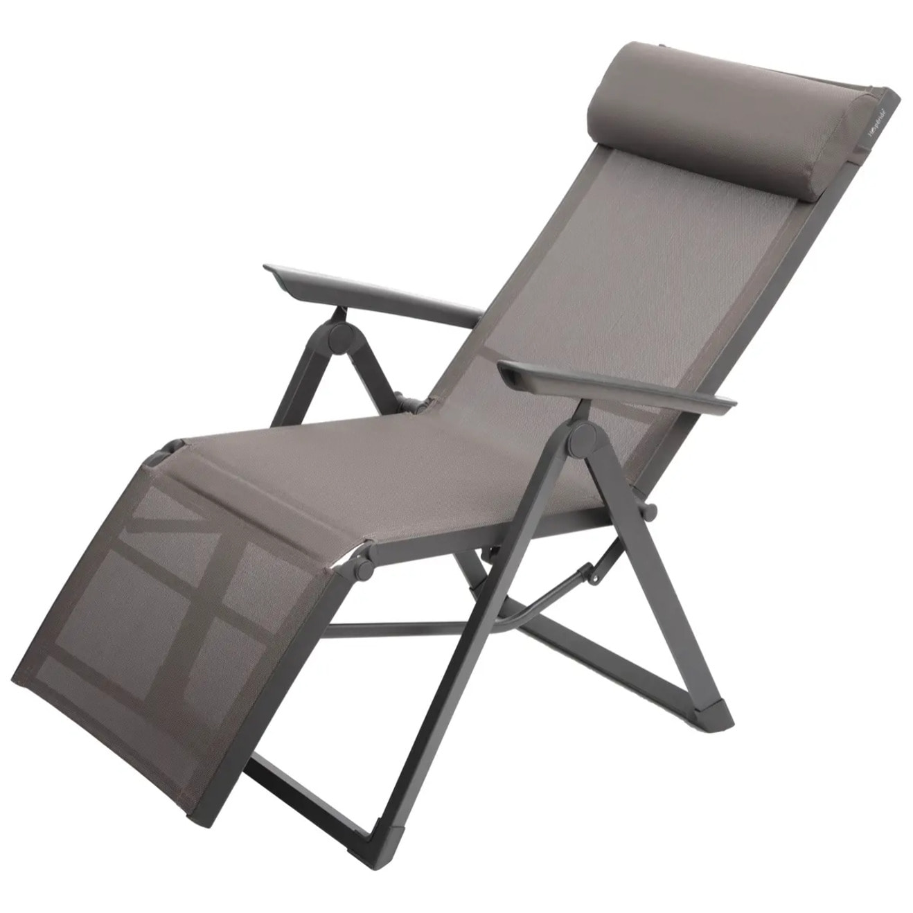 Fauteuil de jardin inclinable "Decima" noisette & praline 8 positions en aluminium traité époxy