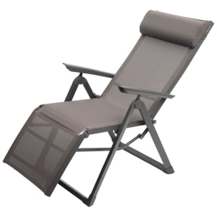 Fauteuil de jardin inclinable "Decima" noisette & praline 8 positions en aluminium traité époxy