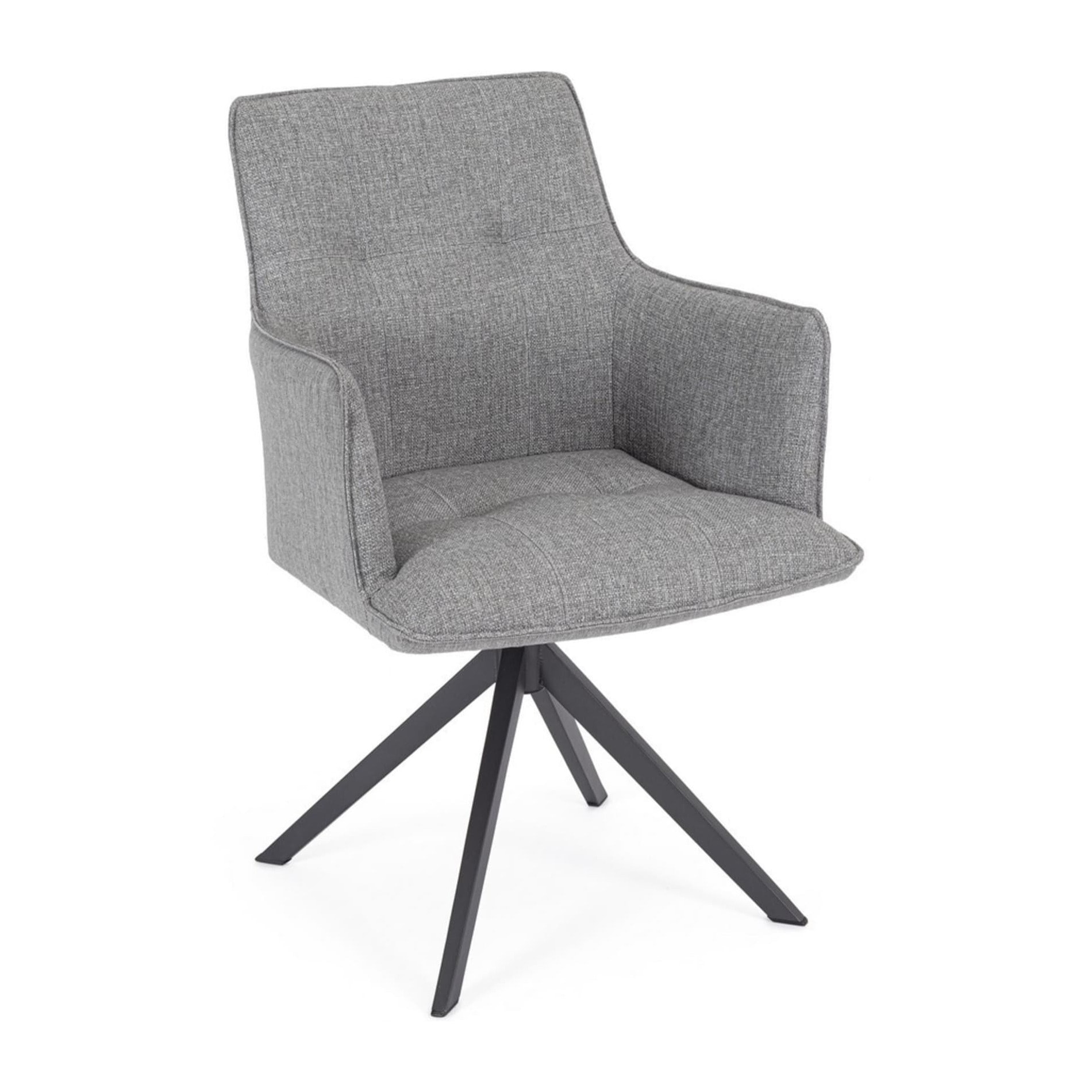 Set di sedie girevoli GOUVEIA in alluminio antracite e tessuto grigio, con braccioli