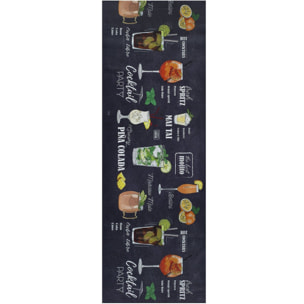 RICCI Alfombra vinílica de cocina diseños de cócteles en negro, varias medidas disponibles.