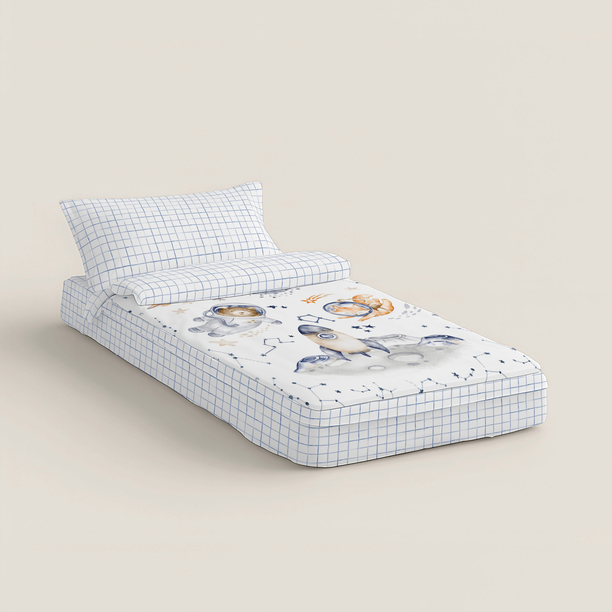Saco Nórdico Estampado - Infantil - 100% Algodón - Sin relleno - Incluye 1 Funda de Almohada - Interstellar