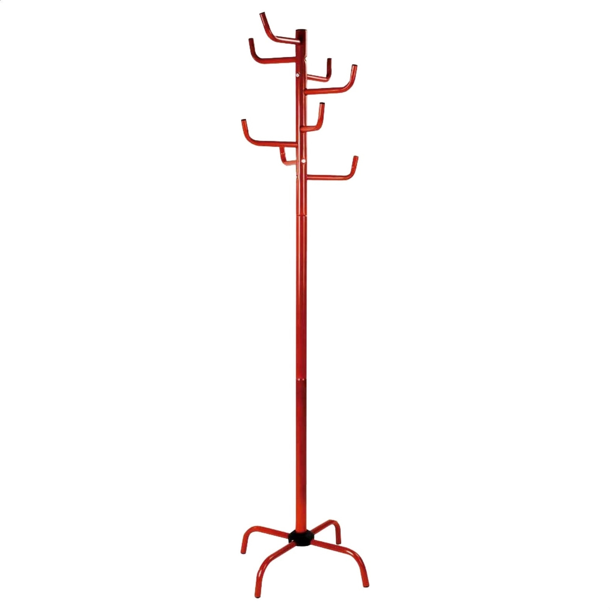Perchero tree metalico rojo con 8 perchas, 50x50x183 cm