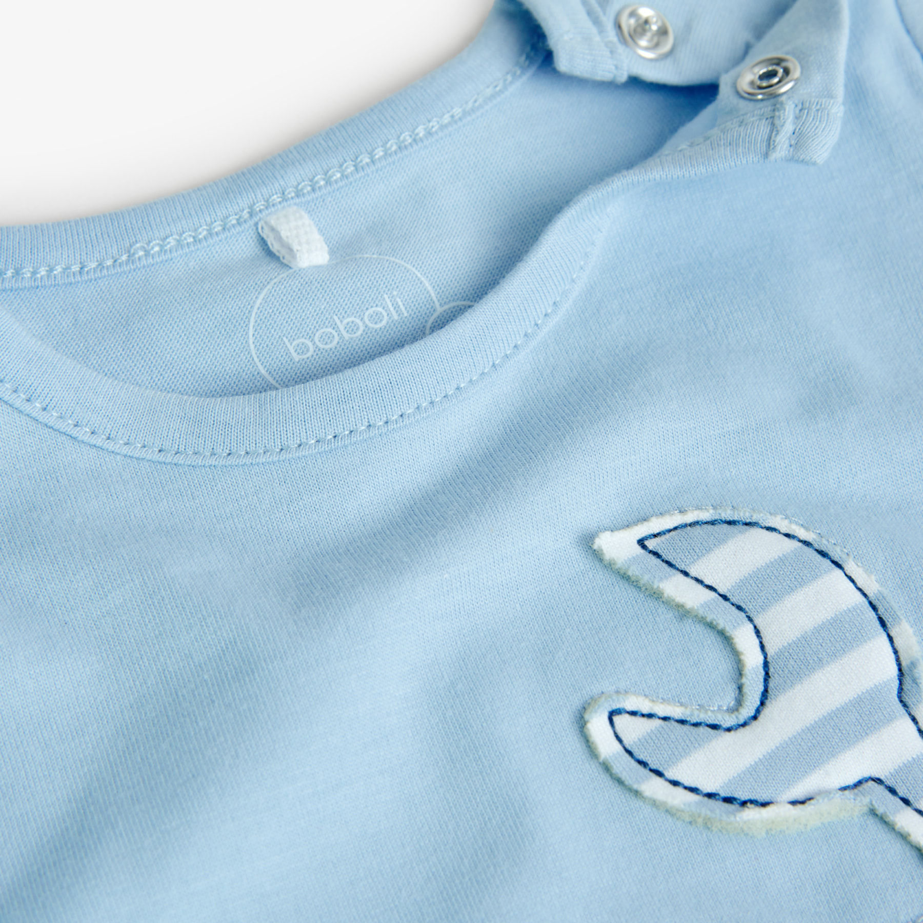 Pelele corto recién nacido, algodón estampado, azul celeste