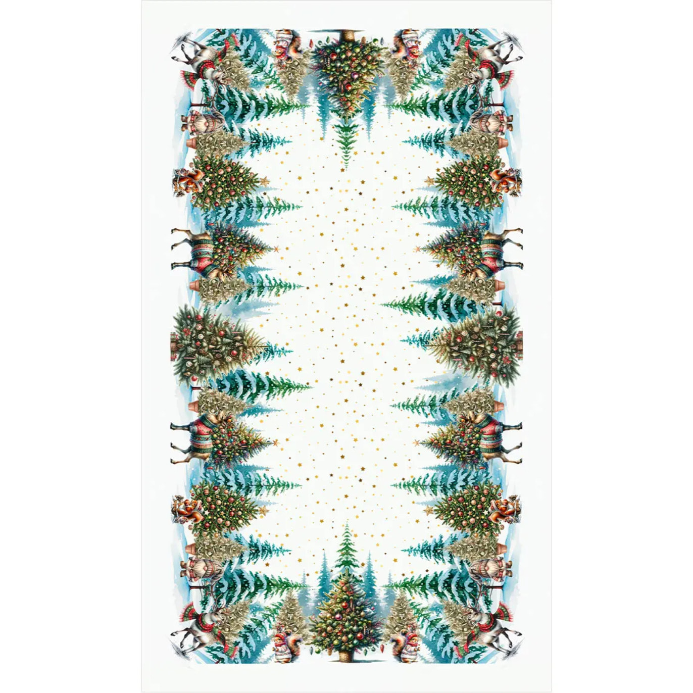 Tovaglia natalizia lavabile 100% cotone ABETI