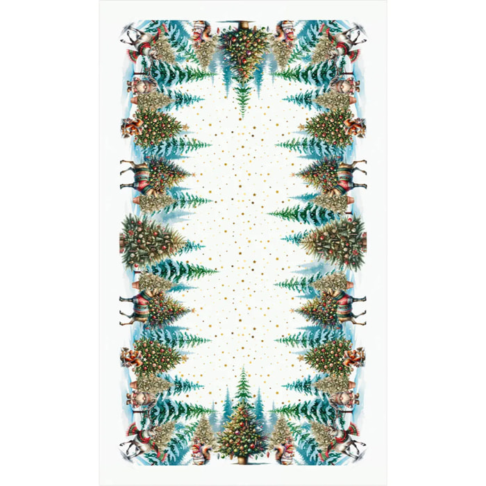 Tovaglia natalizia lavabile 100% cotone ABETI