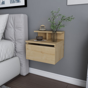 Table de chevet murale bois avec tiroir et étagère SOREN