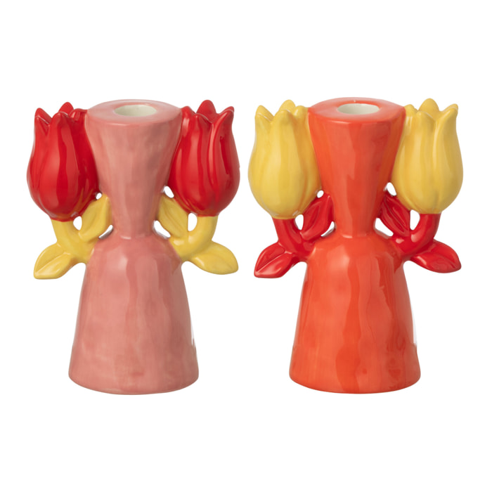 J-Line Chandelier Tulip Dolomite - céramique - multicolore - 2 pièces