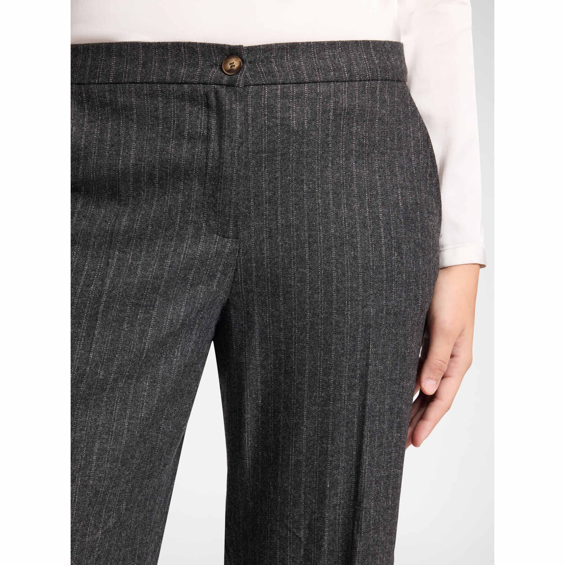 Elena Mirò - Pantalones de franela de raya diplomática - Gris