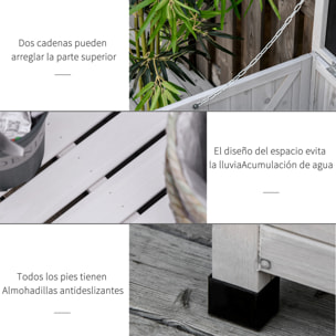 Baúl de Almacenaje Exterior 284L Arcón de Jardín de Madera Impermeable con Tapa Abrible y Diseño Persiana 127x56x60 cm Gris