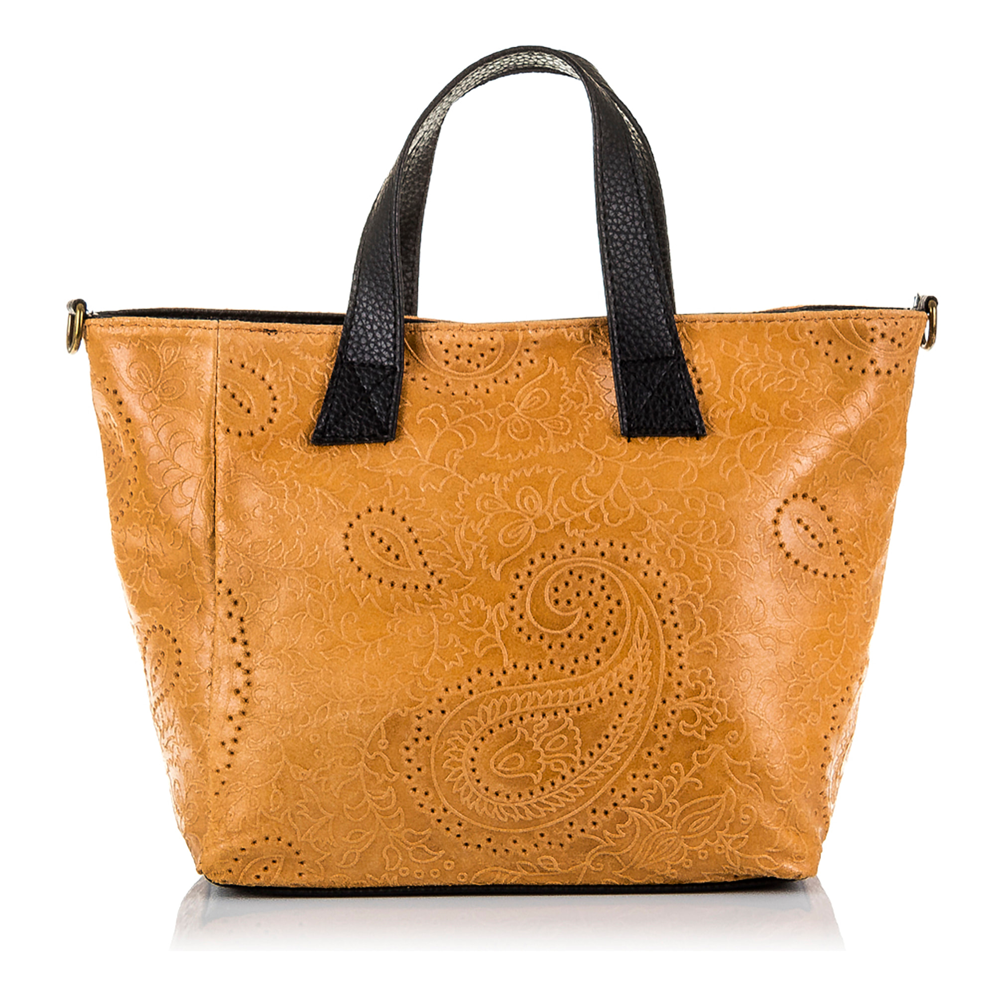 Cassandra Borsa tote Donna.Pelle autentica Camoscio Incisione Arabesca