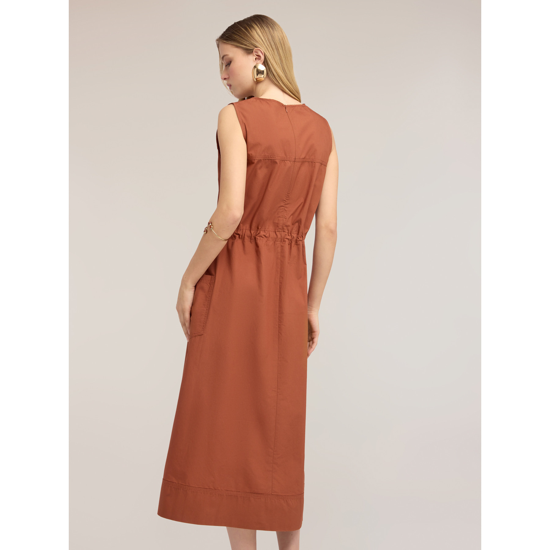 Motivi - Vestito con coulisse in popeline - Marrone