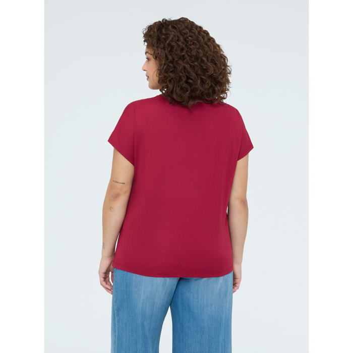 Fiorella Rubino - Camiseta con drapeado y destellos de luz - Burgundy