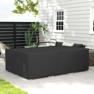 Housse de protection salon de jardin bâche etanche tissu oxford rectangulaire 222L x 155l x 67H cm noir