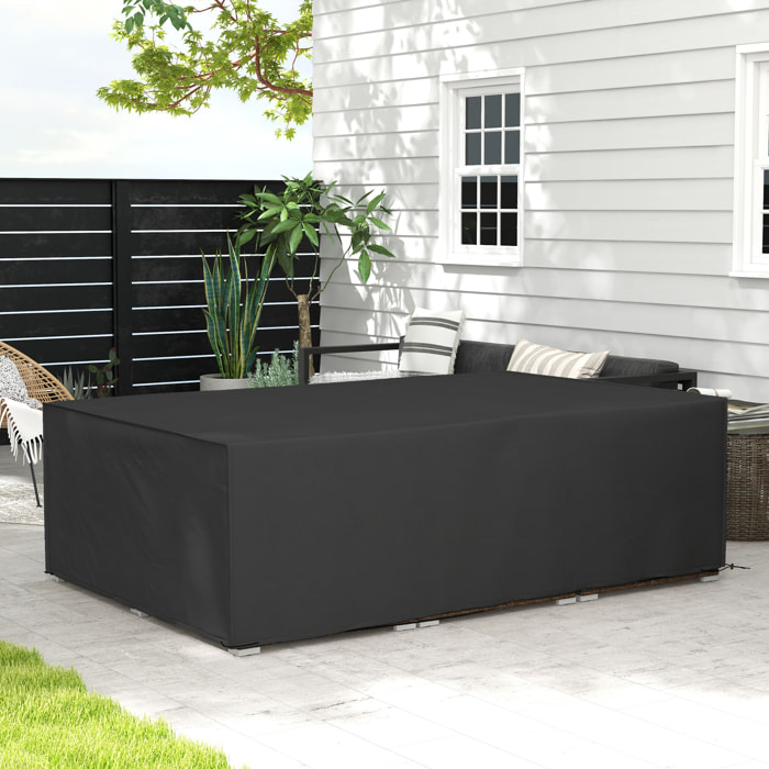 Housse de protection salon de jardin bâche etanche tissu oxford rectangulaire 222L x 155l x 67H cm noir