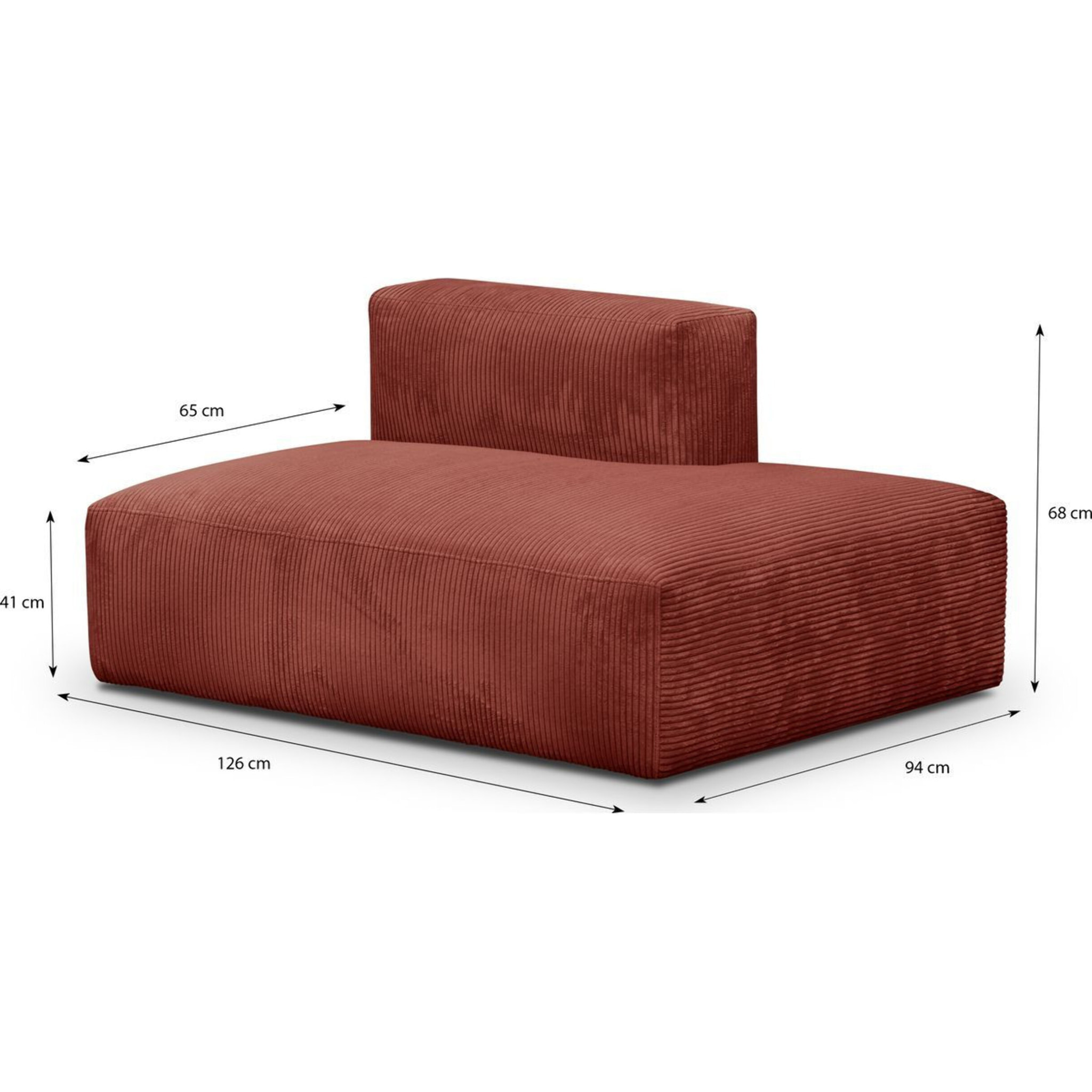 Canapé d'angle à gauche modulable 5 places en velours côtelé + pouf - MODULO