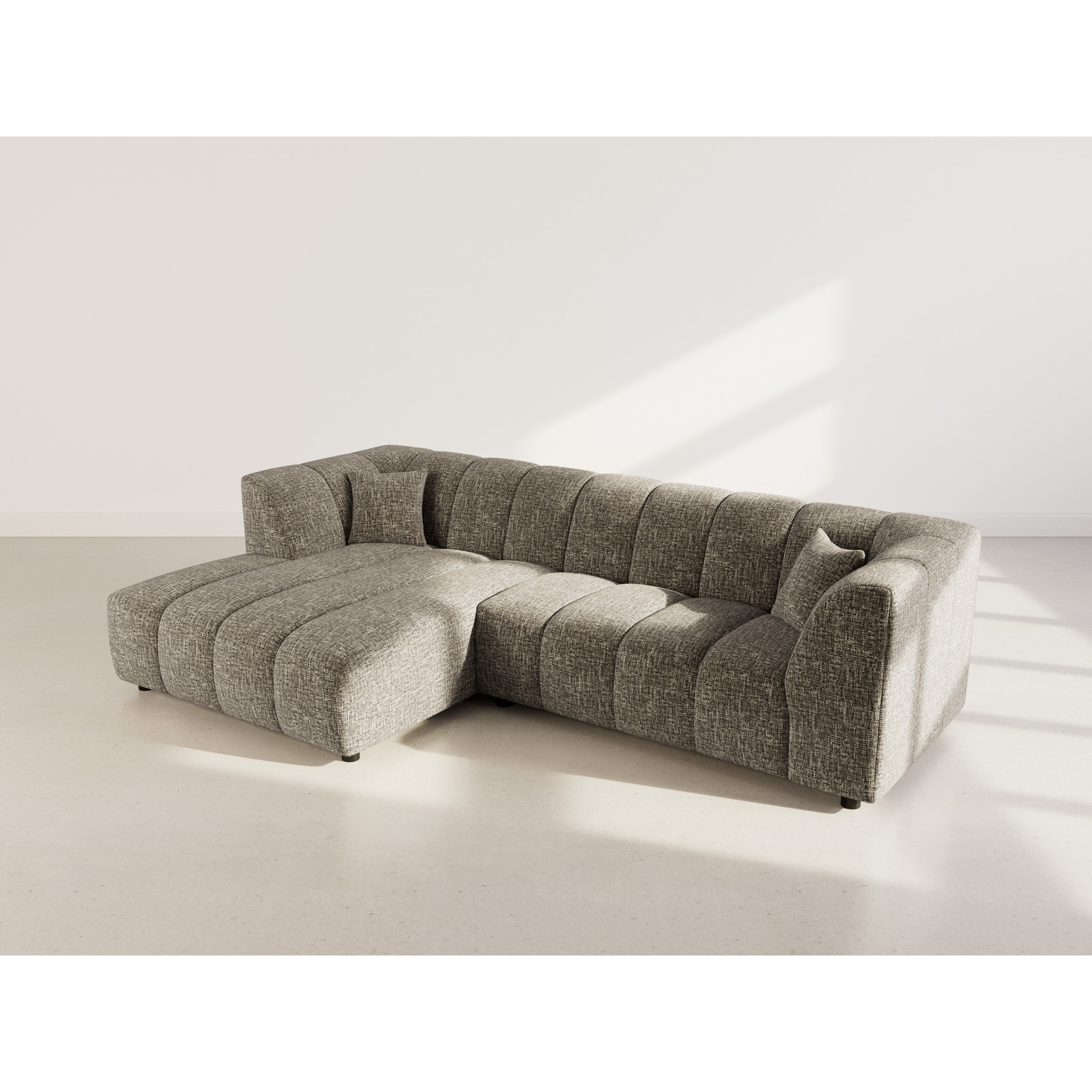 Curtis - canapé d'angle gauche 4 places avec accoudoir en tissu texturé - Vert Olive