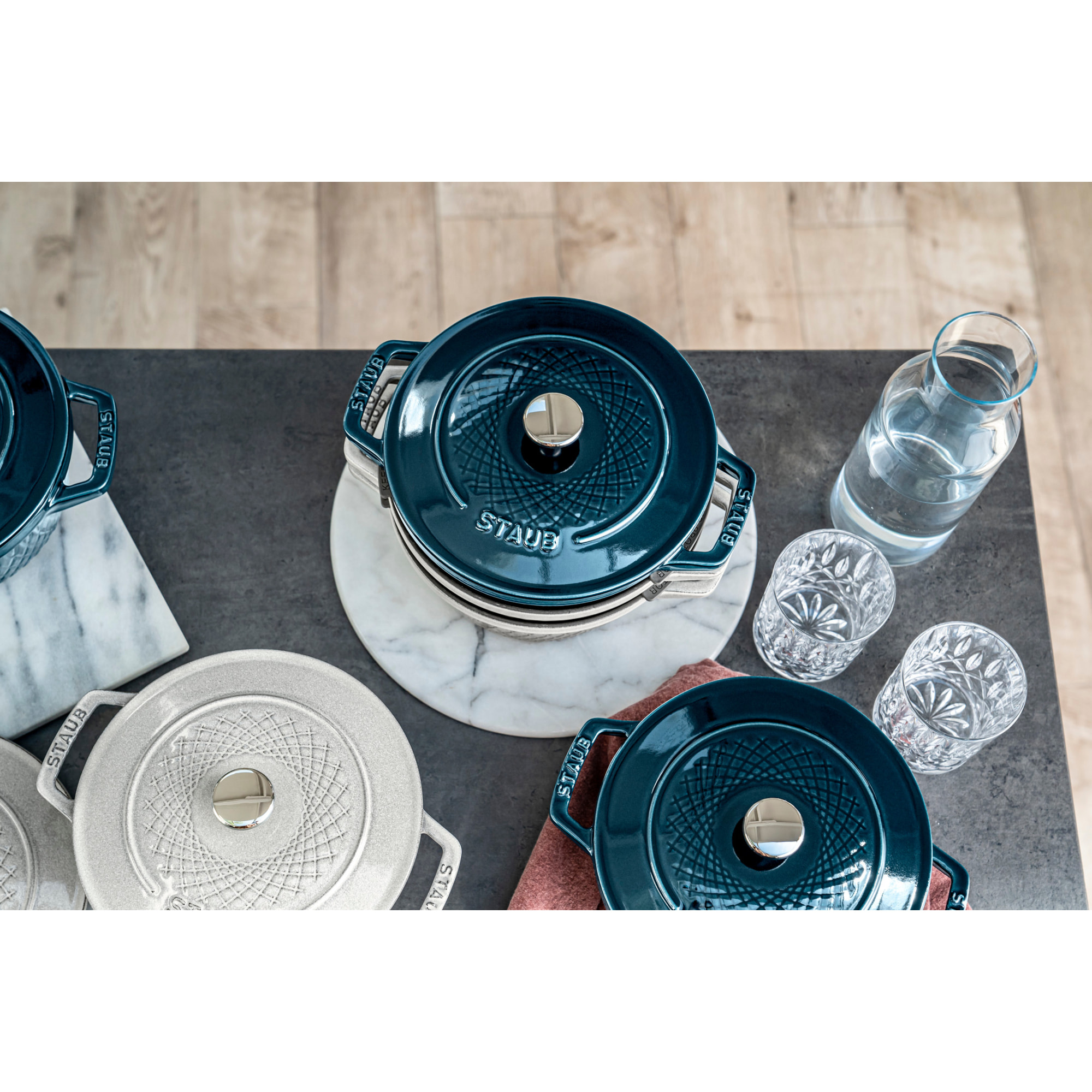 Cocotte twister 20 cm, Rond(e), La Mer, Fonte