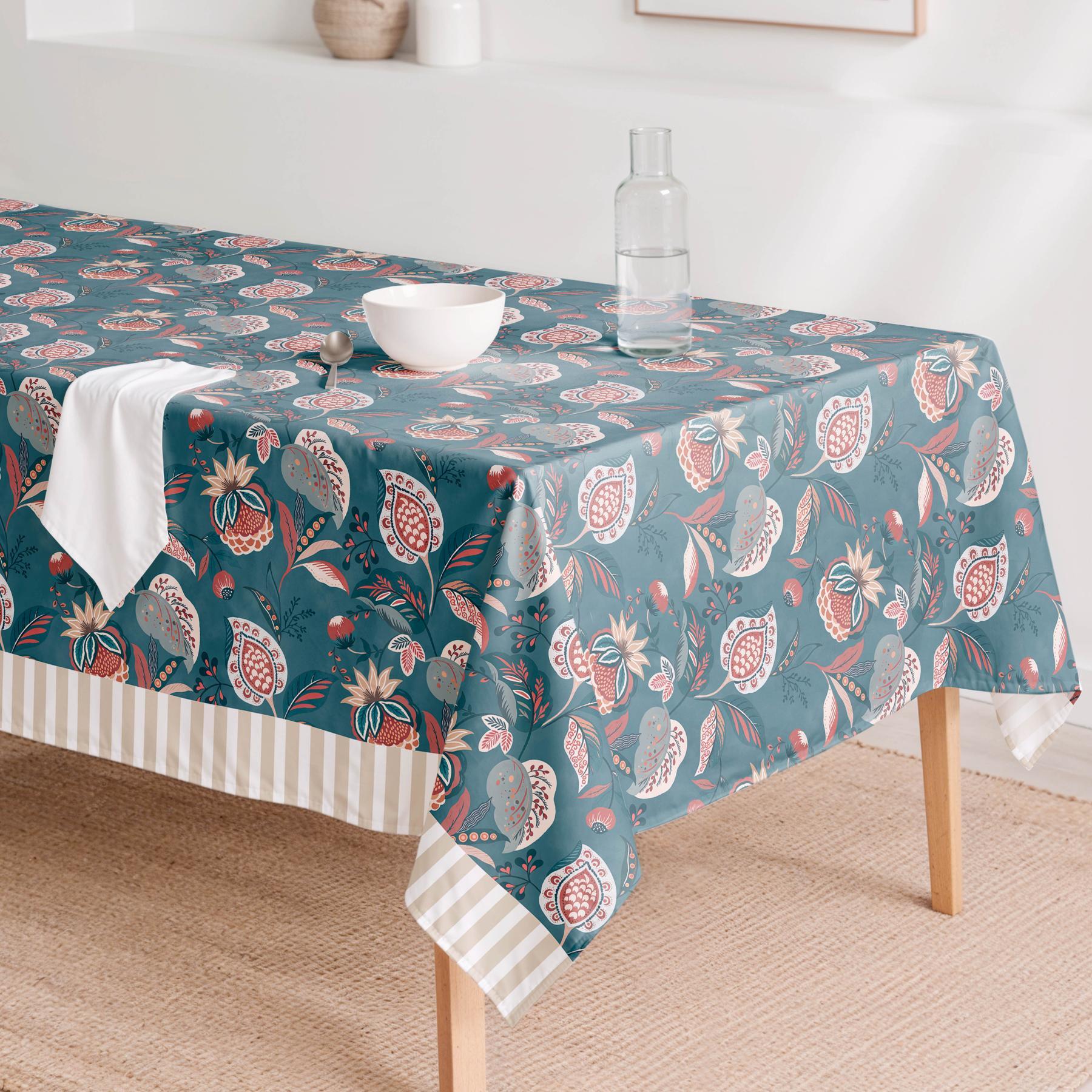 Mantel antimanchas OLEA AZUL - 100% algodón