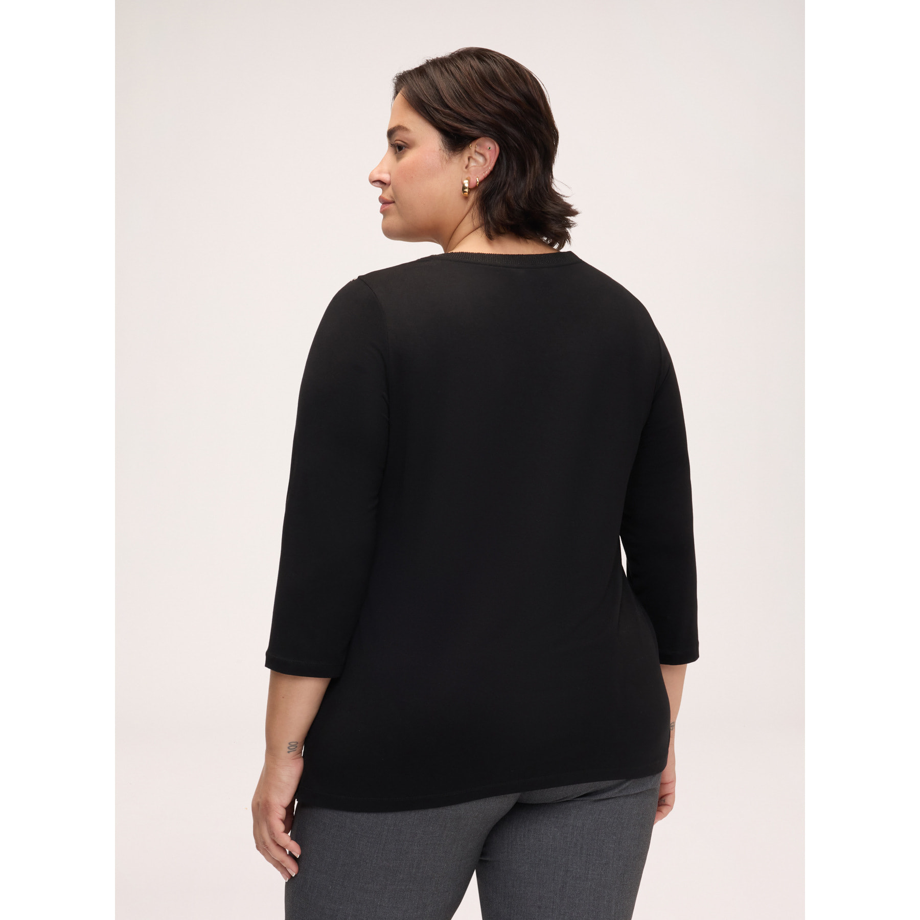 Fiorella Rubino - Camiseta bimaterial en viscosa con estampado - Negro