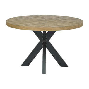 Table à manger ronde en marqueterie de chêne 120 cm finition bois naturel ARLINGTON 2