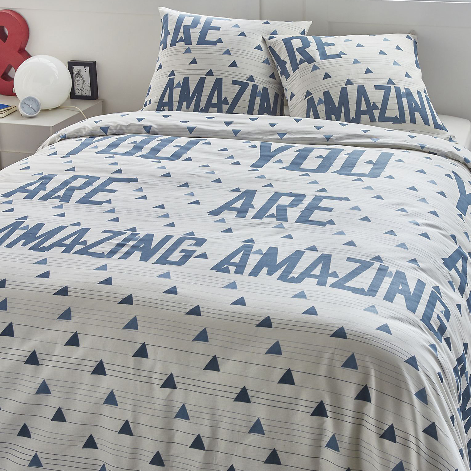 Parure Housse De Couette 3pcs 100% coton 51fils Amazing Blanc