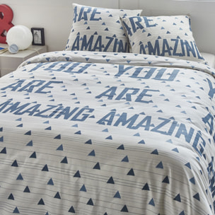 Parure Housse De Couette 3pcs 100% coton 51fils Amazing Blanc